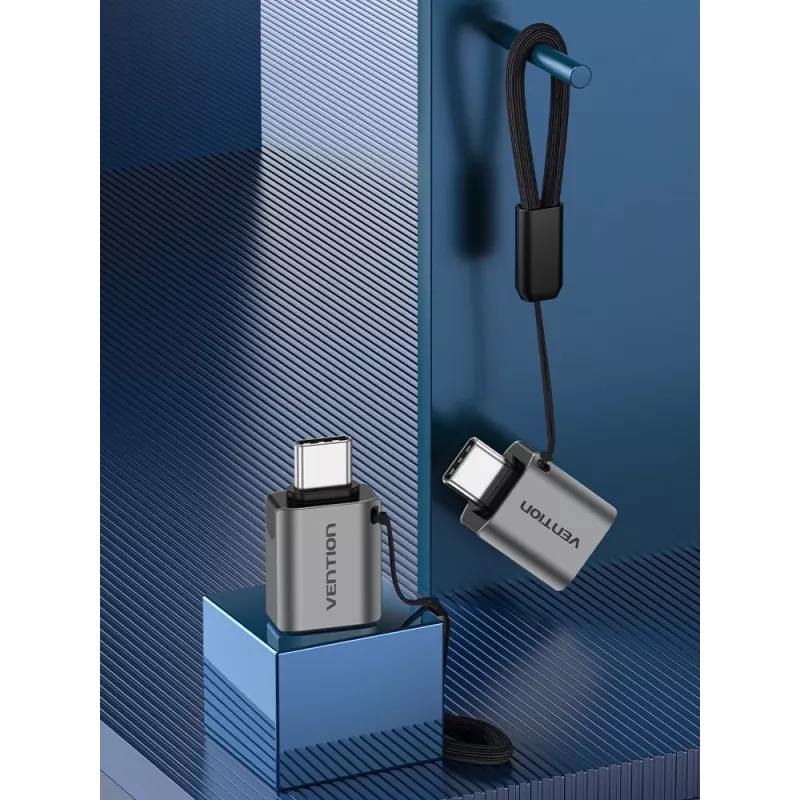 Vention USB-C vīr. uz USB 3.0 siev. OTG adapteris, pelēks, alumīnija sakausējums