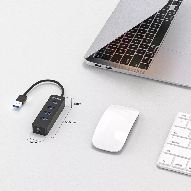 UNITEK uHUB Q4 USB 3.2 Gen 1 (3.1 Gen 1) Type-A 5000 Mbit/s Melns