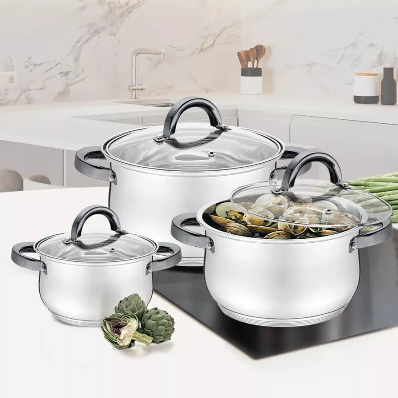MAESTRO MR-3522-6M-BLACK 6 daļu katlu komplekts