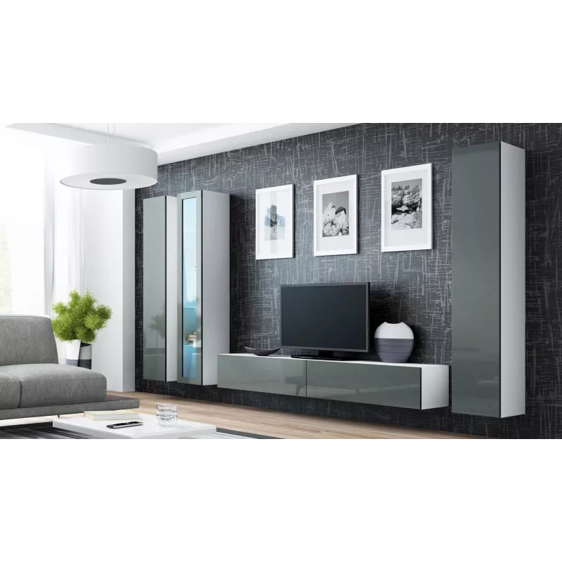 Cama Vitrīna VIGO '180' 180/40/30 balts/pelēks glancēts