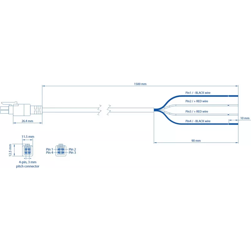 Strāvas kabelis TELTONIKA PR2PL15B 1,5 m, 4 kontaktu, 300 V, melns