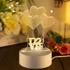 Nakts lampa Extralink HOME 3D optiskā ilūzija Četras sirdis USB galda lampa