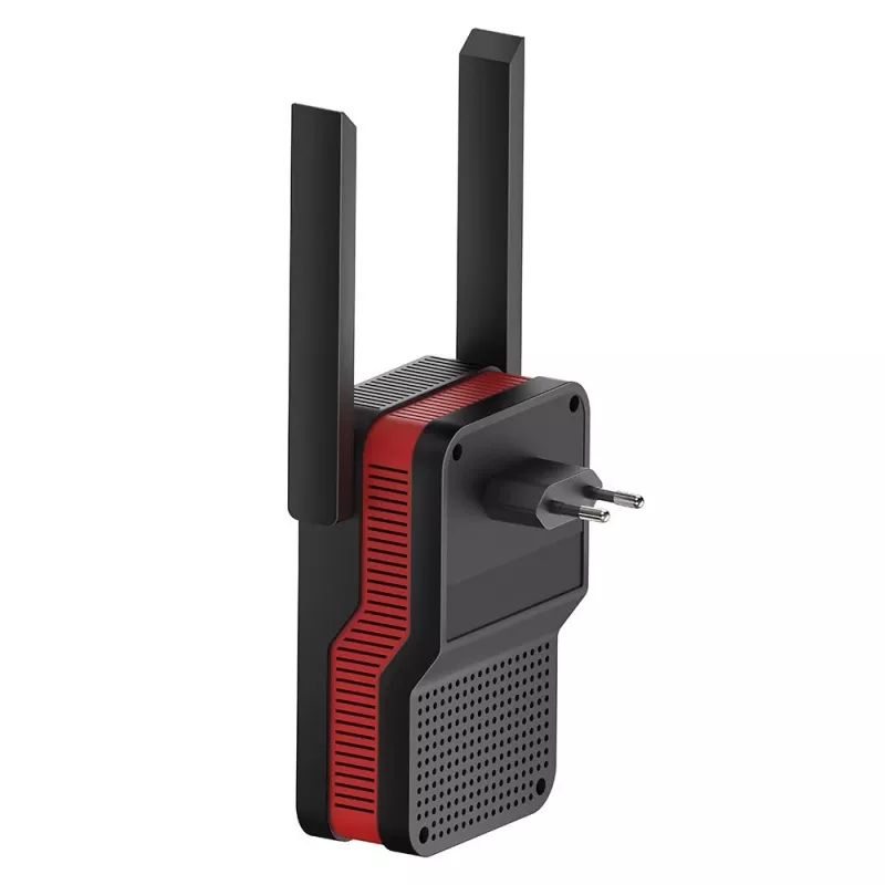 Wi‑Fi signāla pastiprinātājs Cudy RE3000 2400–5000 MHz, 802.11ax/ac/n/g/b/a, Ethernet 100 Mbps, ārējā antena, melns/sarkans
