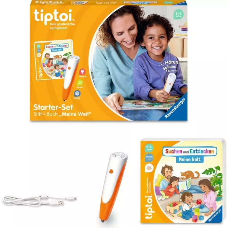 tiptoi Starter-Set: Meklē un atklāj - Mana pasaule, mācību grāmatas pildspalva un bilžu grāmata