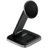 SATECHI 3-in-1 salokāms Qi2 bezvadu uzlādes statīvs (Space Gray) ar A, C, G tipa spraudņiem