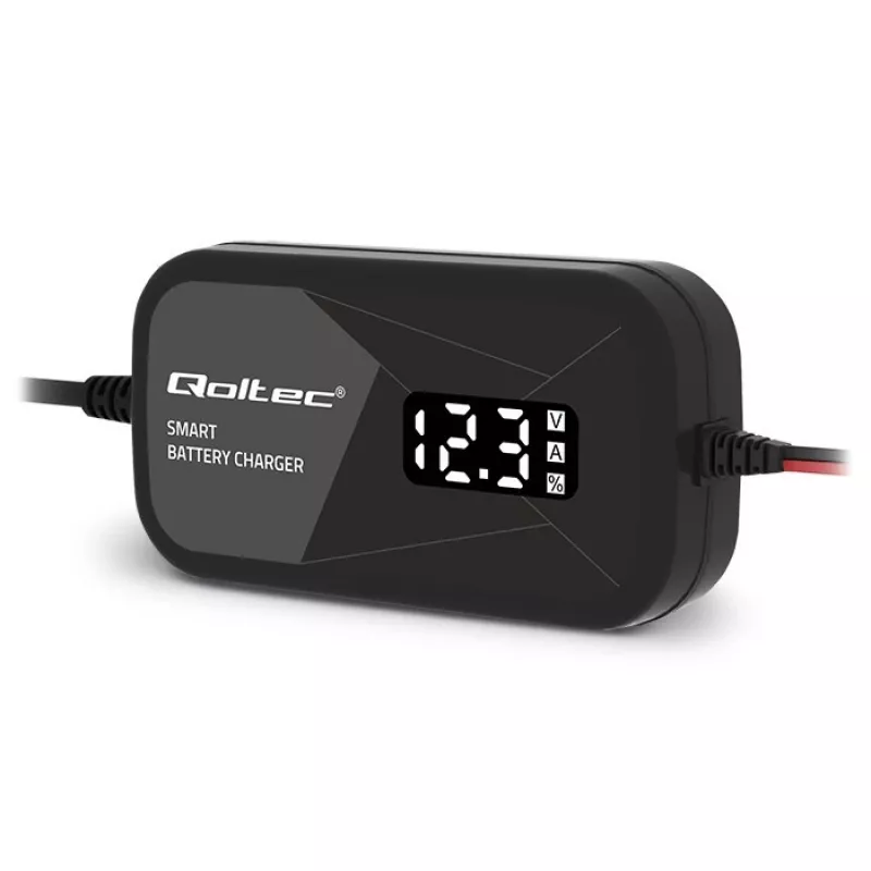 Bateriju lādētājs QOLTEC 52492 12V 2A ar mikroprocesora vadību un šūnu reģenerāciju