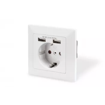 Drošības kontaktligzda iebūvējamai montāžai Digitus DA-70613 ar 2 USB portiem