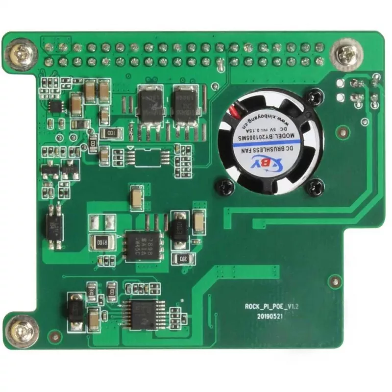PoE Hat ALLNET priekš Radxa Rock 3A 802.3at — barošana caur Ethernet pieslēgvietu