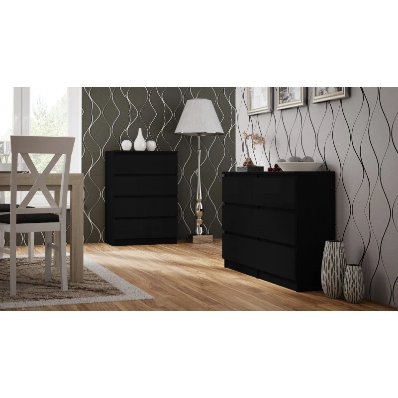Kumode Topeshop M4 CZERŃ Melna 4 atvilktnes Skaidu plāksne