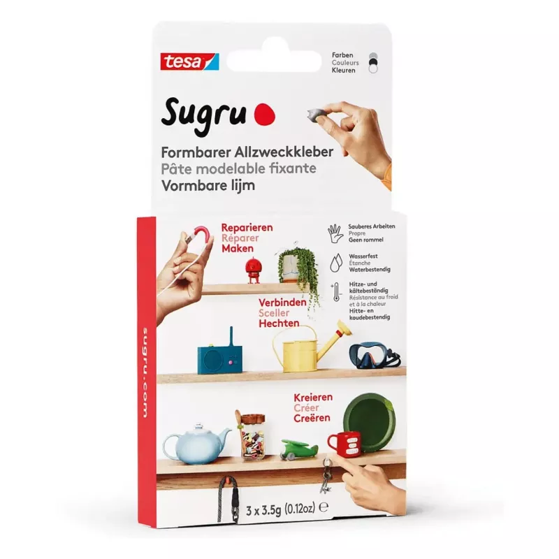 Tesa Sugru formējama universāla līme 3 gab., melna