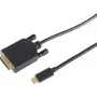 Video kabeļa adapteris S/CONN 10-58045 3 m DVI-D USB Type-C melns
