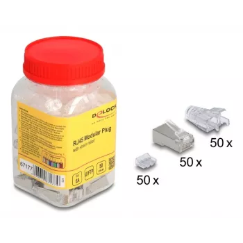 DeLOCK 67177 RJ45 vadu savienotājs Sudraba caurspīdīgs Vīrišķais 50 gab.