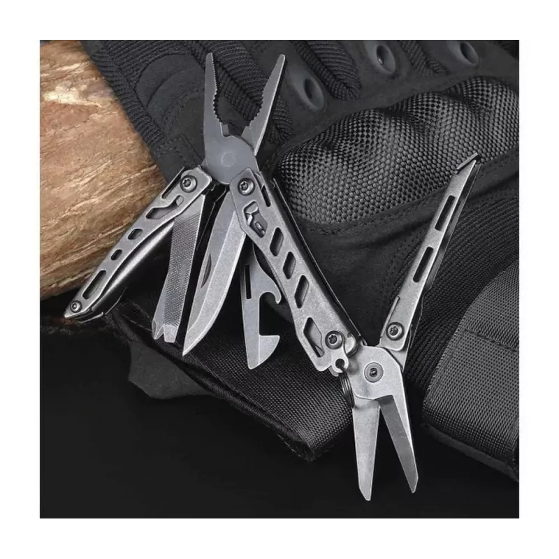 Multitool Nextool Mini FLAGSHIP NE20122 — 10-in-1 kompakts nerūsējošā tērauda daudzfunkciju rīks, melns, 67×27×17 mm, 83 g