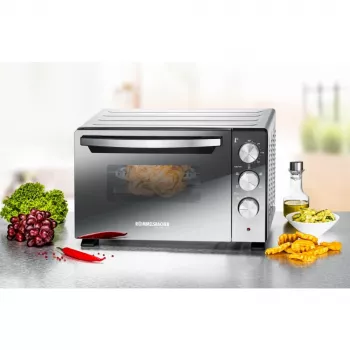 Mini cepeškrāsns Rommelsbacher BGS 1400, 18 L, 230°C, 5 sildīšanas režīmi, rotisserie, sudraba/melna