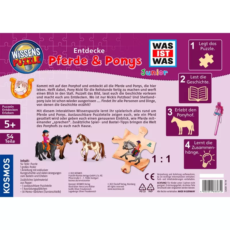 Wissenspuzzle WAS IST WAS Junior: Entdecke den Ponyhof (54 gabali)