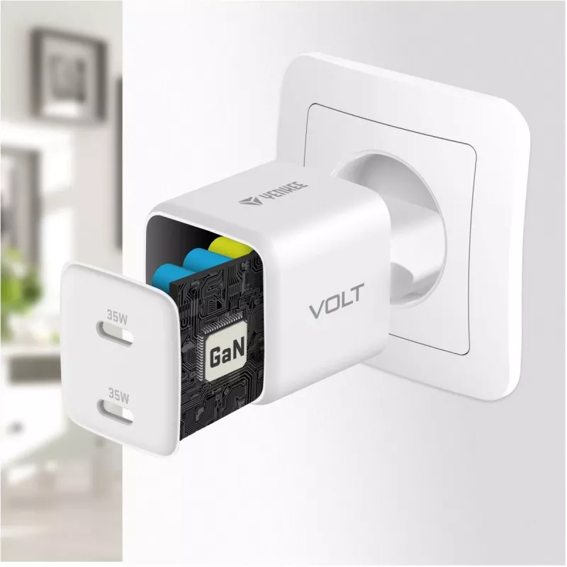 Sienas USB-C lādētājs YENKEE G35D 2x18W Power Delivery 3.0 3A