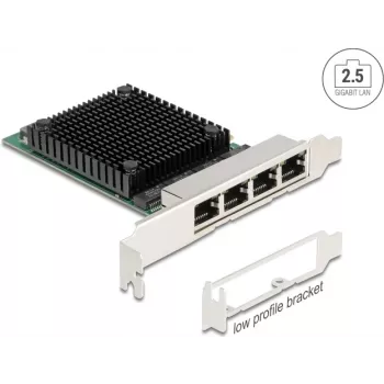 Tīkla karte DELOCK PCI Express x4 2.5 Gigabitu LAN ar 4x RJ45 pieslēgvietām