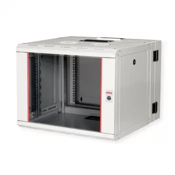 ROLINE 19 collu sienas montāžas skapis Pro 7U, 600x600 PxD, divdaļīgs šarnīrsavienojums, pelēks, IP20, 50 kg izturība