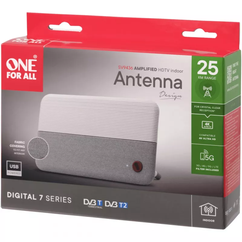 One for All DVB-T2 1080p auduma antena balta SV9436-5G (SV9436-5G)