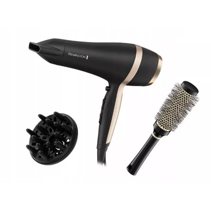 Remington Salon Smooth matu žāvētāja dāvanu komplekts | D6940GP | 2100 W | 3 temperatūras iestatījumi | Jonu funkcija | Difuzora uzgalis | Melns