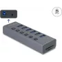 USB 3.0 ārējs 6 portu centrs DELOCK 64237 ar individuāliem slēdžiem un SD/MicroSD karšu slotu