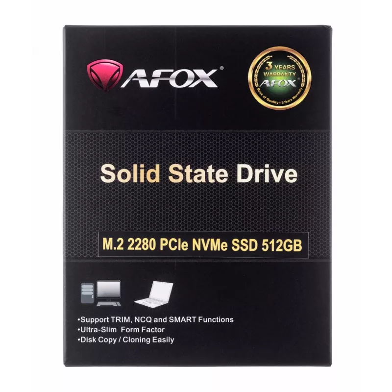 SSD M.2 AFOX ME300-512GN 512 GB PCIe NVMe TLC, lasīšana 2000 MB/s, rakstīšana 1600 MB/s