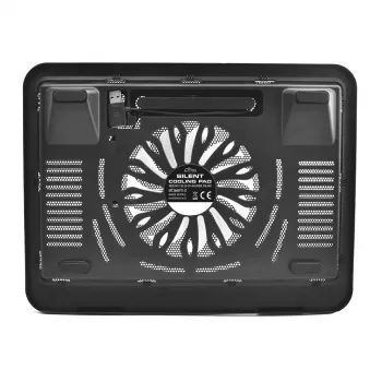 Dzesēšanas paliktnis MEDIA-TECH MT2660 — ar USB darbināms klēpjdatora dzesētājs, 1 ventilators 13,5 cm, 20 CFM, 1000 RPM, 330×250×40 mm, 327 g, fona apgaismojums