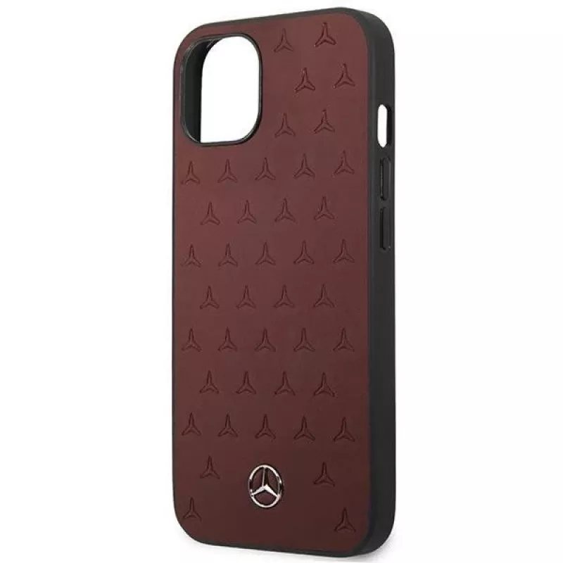 Mercedes MEHCP13SPSQRE iPhone 13 mini 5,4 sarkans/sarkans cietais vāciņš Ādas zvaigžņu raksts