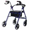 Četru riteņu rollators ar sēdekli, zils/melns