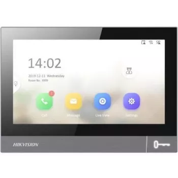 Video domofona iekštelpu bloks Hikvision DS-KH8381-WTE1 7 collas 1024x600, PoE, Wi‑Fi, MicroSD