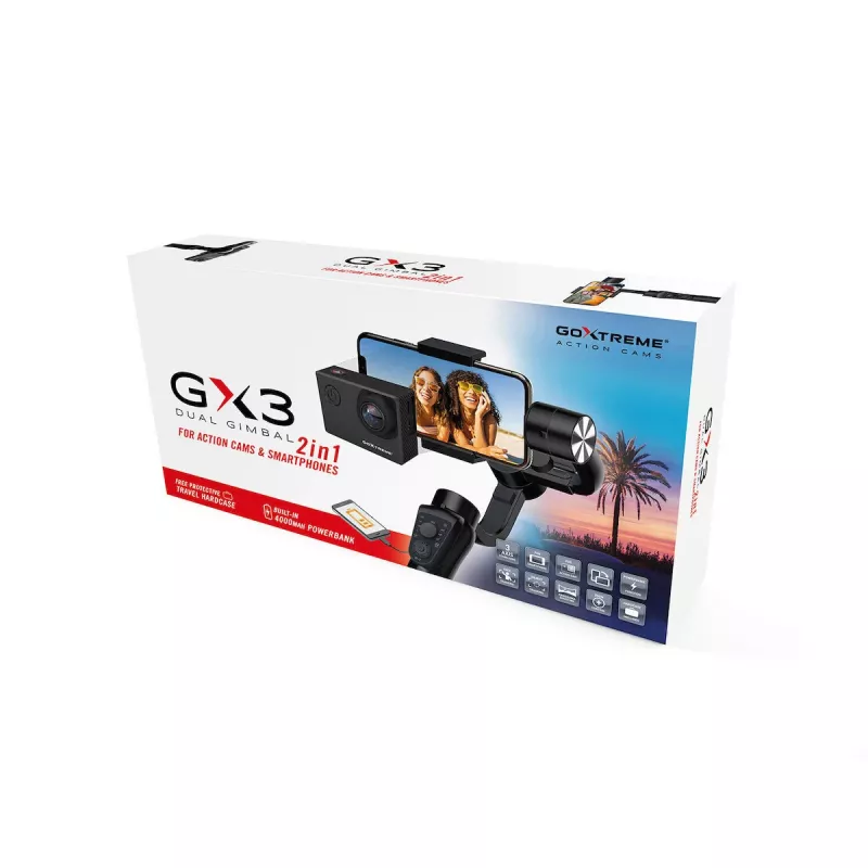 GoXtreme GX3 55243 3-asu kardāna stabilizators, viegls rokas ierīce kamerām un darbības kamerām