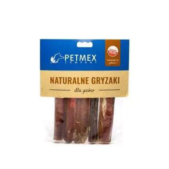 Suņu košļu kārums PETMEX Beef penis cut 12 cm, 5 gab. iepakojumā — dabīgs vienas sastāvdaļas zobu kopšanas kožamais, 30 g katrs