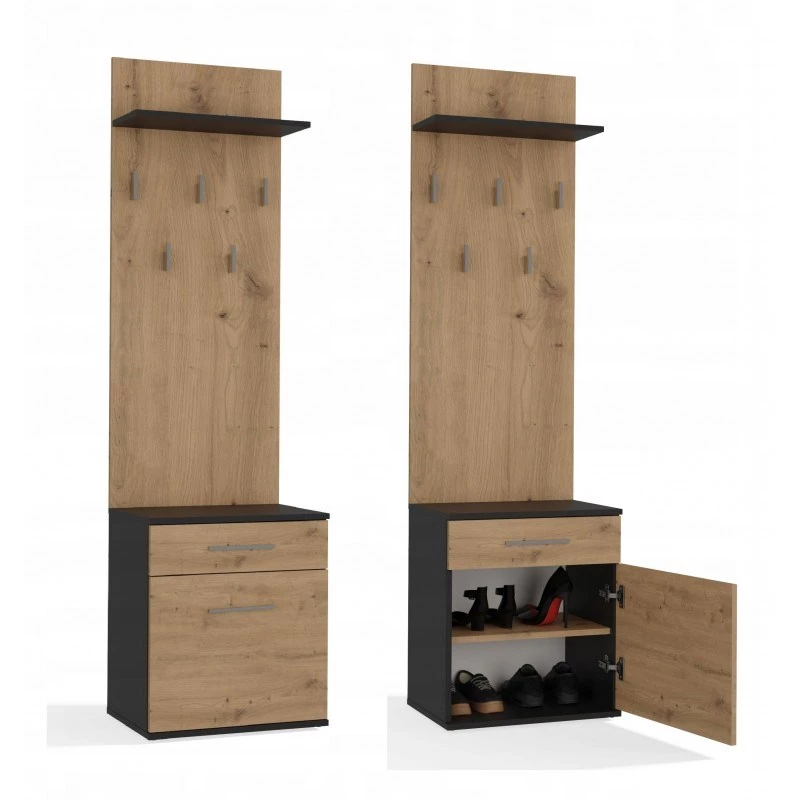 Top e Shop DUO WIESZAK ANT/ART drēbju pakaramais Antracīts un Ozols, skaidu plātne, 5 āķi