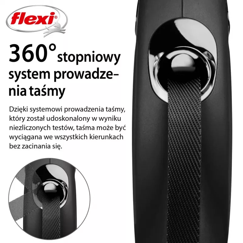 Flexi New CLASSIC 5 m melna suņa izvelkamā saite