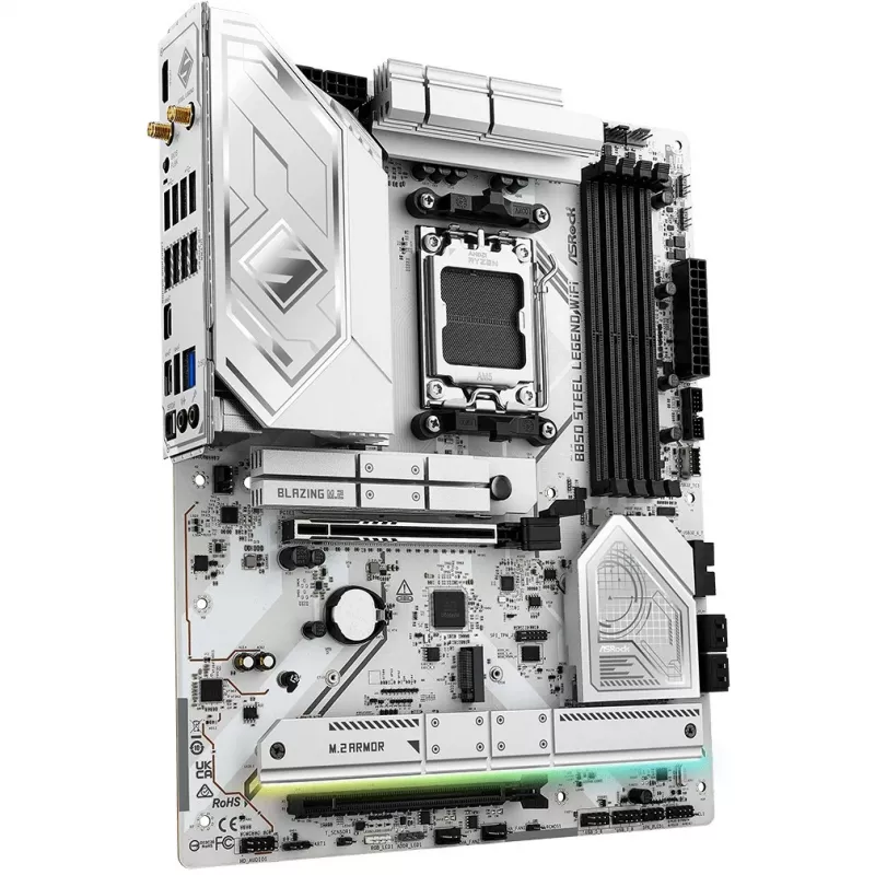Mātesplate ASROCK B850 Steel Legend WiFi ATX — AMD B850, Socket AM5, DDR5, 4x DIMM, 4x M.2, Wi‑Fi 7, 2.5Gb LAN