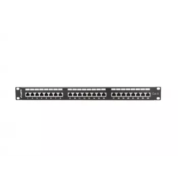 Patch panel 1U LANBERG PPS6-1024-B, 24-portu Cat6, metāla, melns, 442×114.5×44.5 mm