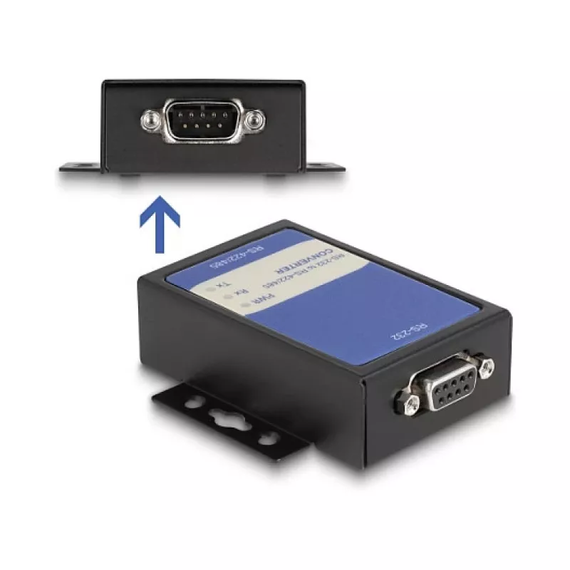 DeLOCK 64265 sērijas pārveidotājs, atkārtotājs, izolators RS-232 RS-422/485 melns