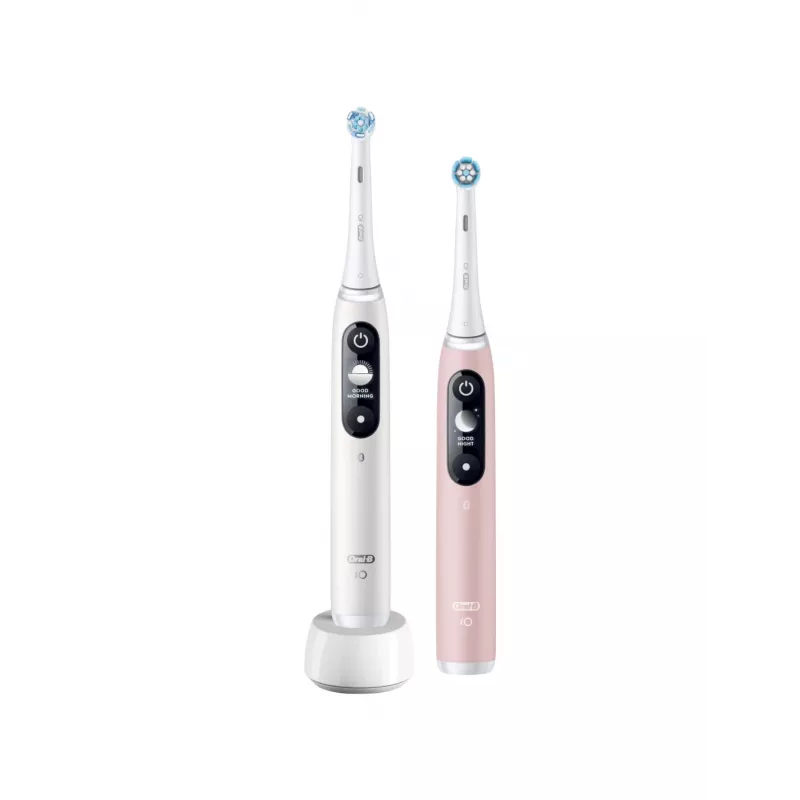 Braun Oral-B iO Series 6 Duo elektriskā zobu birste 2 iepakojumā balta/rozā