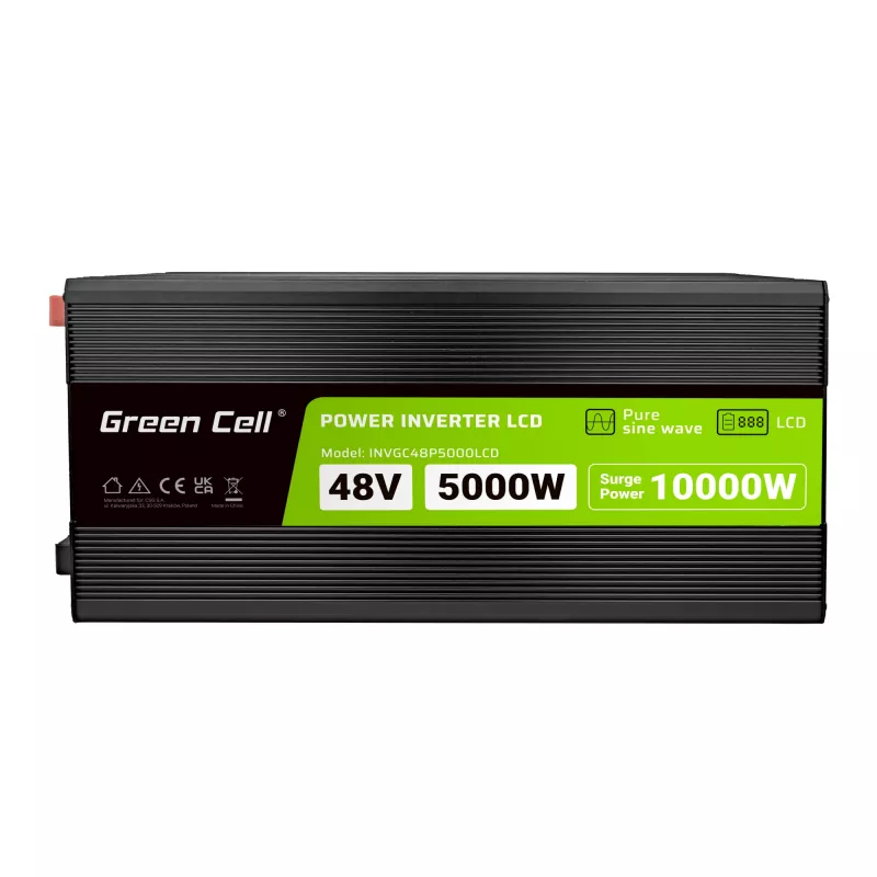 LCD pārveidotājs 48V 5000W/10000W tīrais sinusoidālais vilnis ar displeju