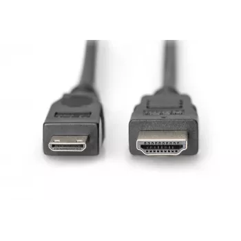 Digitus ASSMANN - video/audio kabelis - HDMI - 30 AWG - Mini-HDMI, 19 kontaktu (V) - HDMI, 19 kontaktu (V) - 3 m - dubulta izolācija - melns (AK-330106-030-S)