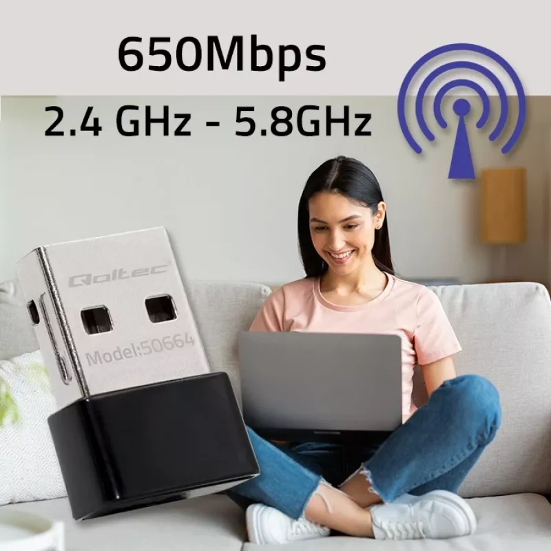 Ātrgaitas bezvadu mini USB Wi-Fi adapteris