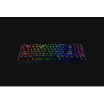 Mehāniskā spēļu tastatūra Razer MelnsWidow V3 Tenkeyless — USB, QWERTY US, Razer dzeltena slēdži, RGB apgaismojums, melna