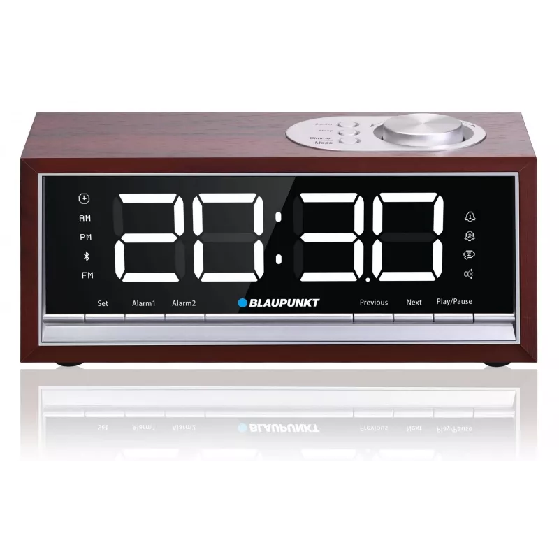Pārnēsājams radio modinātājpulkstenis BLAUPUNKT CR60BT — FM PLL, Bluetooth, LED displejs, 60 iepriekš iestatītas stacijas, baterija/līdzstrāva, CR2032 rezerves
