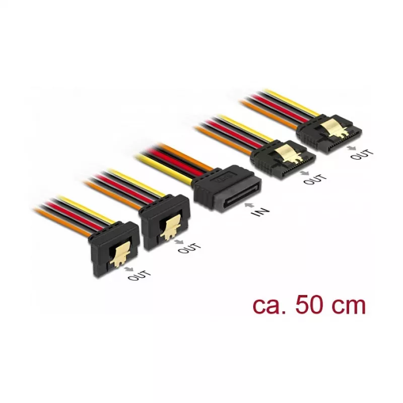 Iekšējais barošanas kabelis DeLOCK 60152 0,5 m 4 x SATA 15-pin