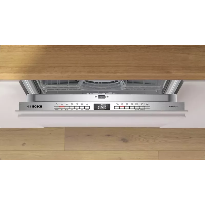 Iebūvējamā trauku mazgājamā mašīna Bosch SMV4EVX11E — pilnībā iebūvēta, 14 galda piederumu komplektiem, 9 l/ciklā, 44 dB, energoefektivitātes klase B