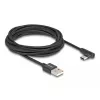 DeLOCK USB 2.0 kabelis, Type-A vīriešu uz USB Type-C vīriešu, leņķisks, 3 m, melns