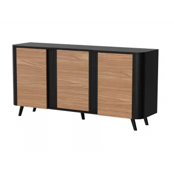 Kumode Cama Meble VOLARE 151 x 39 x 75 cm, melna/valrieksta, skaidu plātne