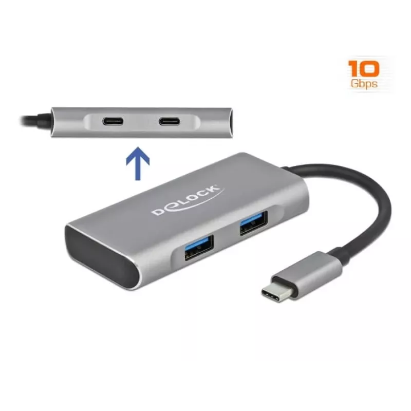 USB centrmezgls DeLOCK ārējais USB 10 Gbps USB Type-C centrmezgls 63260