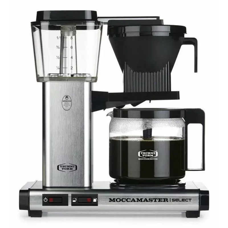 Pilienveida kafijas automāts MOCCAMASTER KBG 741 — 1,25 L ūdens tvertne, 10 krūžu kanna, 1520 W, nerūsējošais tērauds/melns