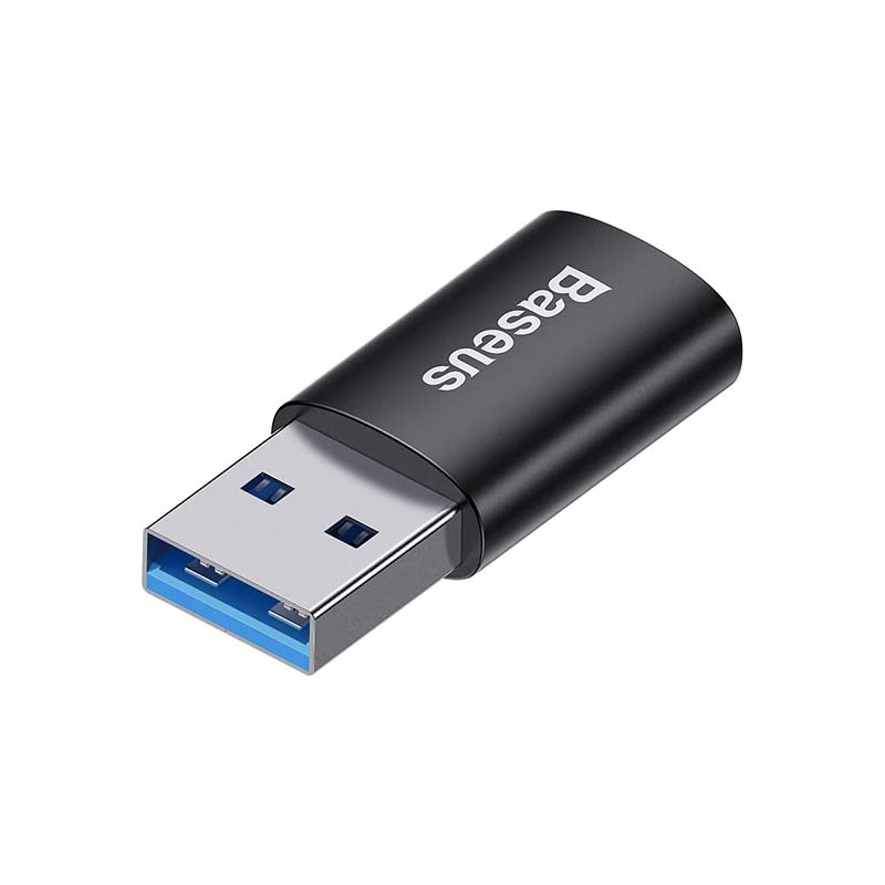 Adapter Baseus Ingenuity USB Type-A (sievietes) uz USB Type-C (vīriešu) 10 Gbit/s, melns, 14×22×8 mm